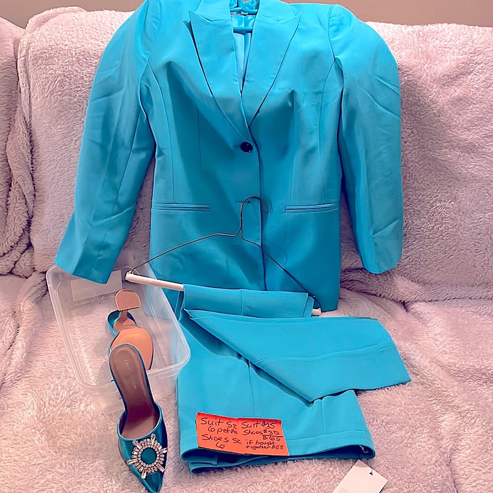 asos blue pantsuit,and lovely blue shoes to match! Shoes are by Lemonade